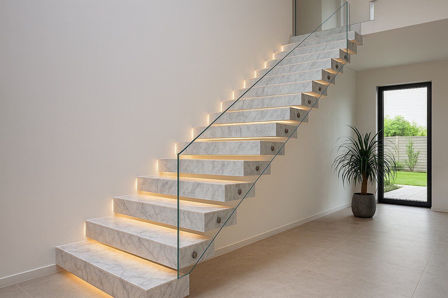 Escalier Suspendu Avec Garde-Corps Verre