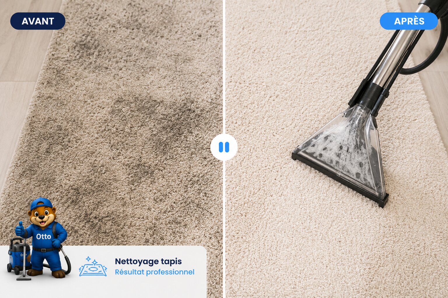 Tapis avant et après nettoyage professionnel
