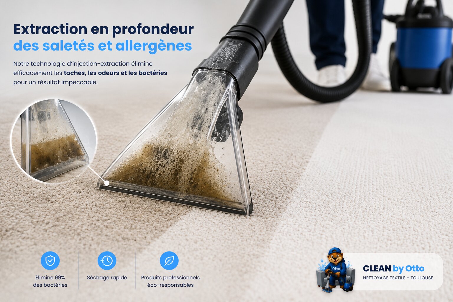Nettoyage par injection-extraction sur moquette de bureau à Toulouse