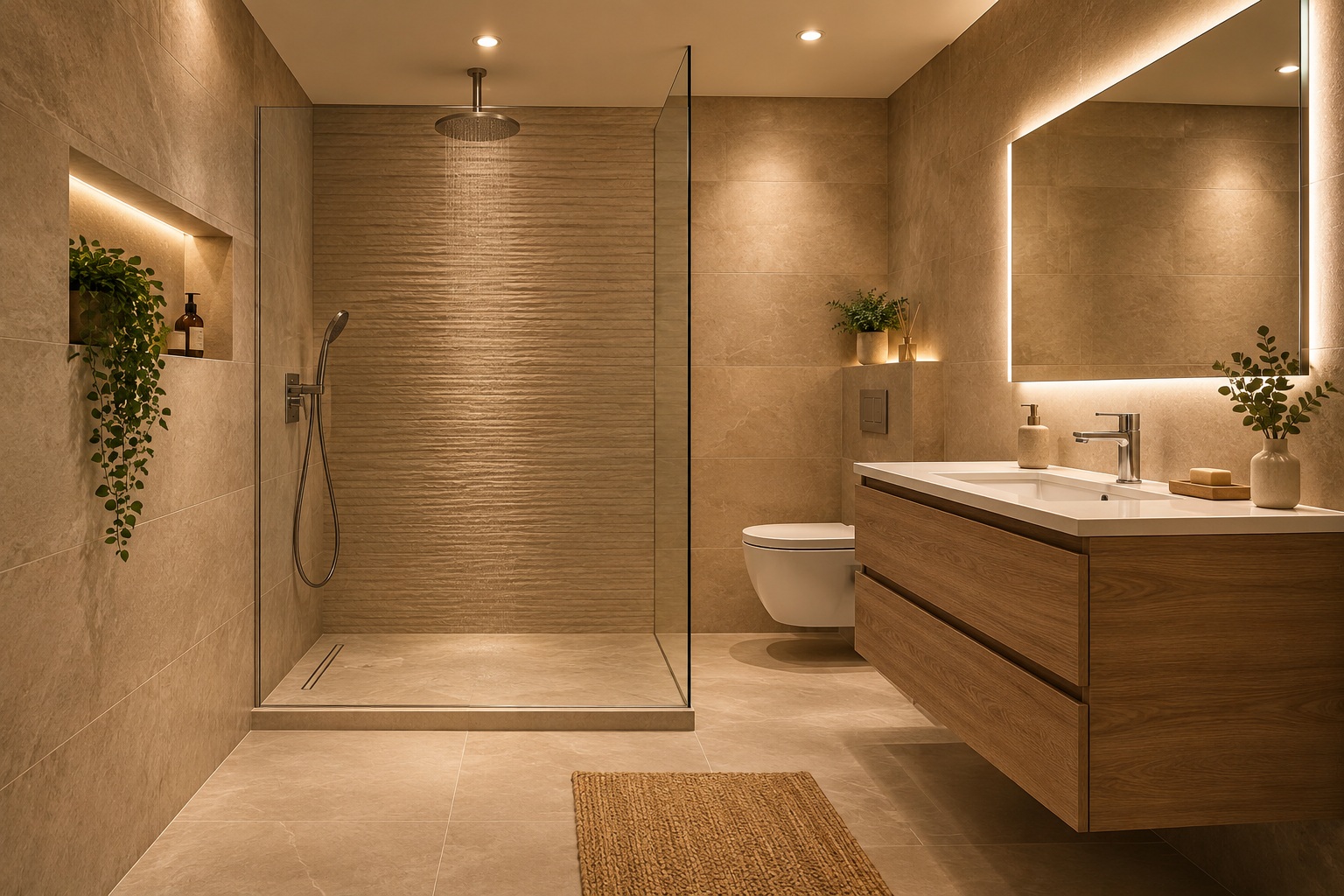 Douche italienne installée dans une salle de bain genevoise